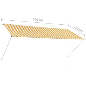 Copertină retractabilă, galben și alb, 300 x 150 cm - Img 7