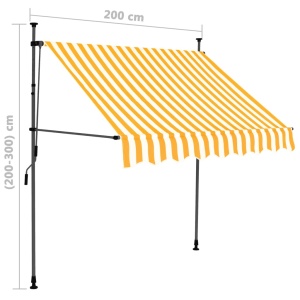 Copertină retractabilă manual cu LED, alb &amp; portocaliu, 200 cm - Img 7