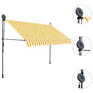 Copertină retractabilă manual cu LED, alb & portocaliu, 300 cm - Img 3