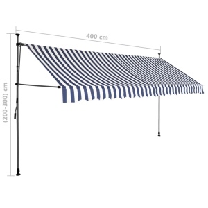 Copertină retractabilă manual cu LED, albastru &amp; alb, 400 cm - Img 7