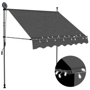Copertină retractabilă manual cu LED, antracit, 200 cm