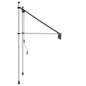 Copertină retractabilă manual, dungi albastru și alb, 100 cm - Img 3