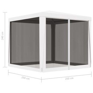 Cort de petrecere cu 4 pereți din plasă, alb, 2,5 x 2,5 m - Img 9