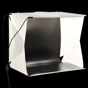 Cort foto cu LED-uri pliabil, alb, 40 x 34 x 37 cm, plastic