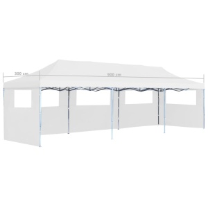 Cort petrecere pliabil cu 5 pereți laterali, alb, 3 x 9 m - Img 10