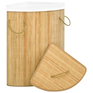 Coș de rufe din bambus de colț, 60 L - Img 2