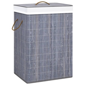 Coș de rufe din bambus, gri, 72 L