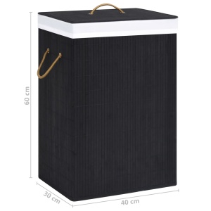 Coș de rufe din bambus, negru, 72 L - Img 7