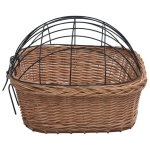 Coș frontal bicicletă cu capac, 50x45x35 cm, salcie naturală - Img 6