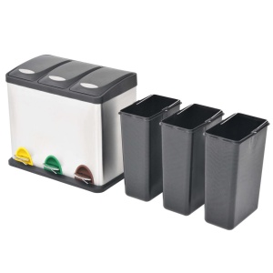 Coș gunoi cu pedale pentru reciclare, oțel inoxidabil, 3 x 8 L - Img 2