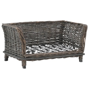 Coș pentru câini cu pernă, gri, 50x33x35 cm, salcie naturală