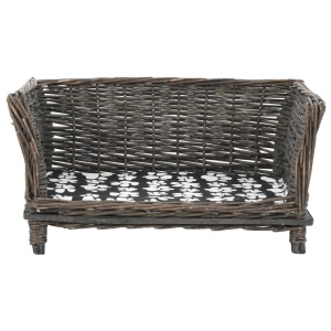 Coș pentru câini cu pernă, gri, 50x33x35 cm, salcie naturală - Img 2