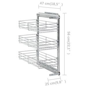 Coș sârmă bucătărie retractabil 3 niveluri argintiu 47x25x56 cm - Img 9