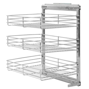 Coș sârmă bucătărie retractabil 3 niveluri argintiu 47x35x56 cm - Img 2