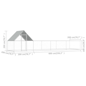 Coteț de găini, 8 x 2 x 2 m, oțel galvanizat - Img 5