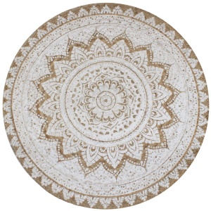 Covor din iută impletită cu imprimeu 120 cm Rotund