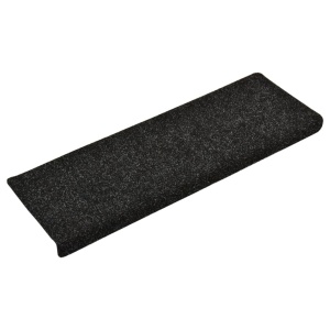 Covorașe de scări cusătură punch, 15 buc., negru, 65 x 25 cm - Img 2