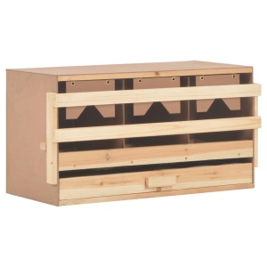 Cuibar găini cu 3 compartimente, 72x33x38 cm, lemn masiv pin - Img 3