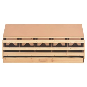 Cuibar găini cu 5 compartimente 117x33x54 cm lemn masiv pin - Img 5