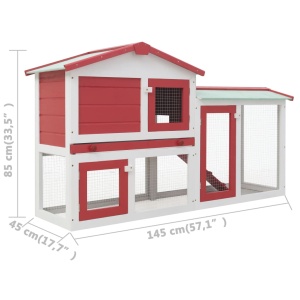 Cușcă exterior pentru iepuri mare roșu&amp;alb 145x45x85 cm lemn - Img 5