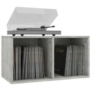 Cutie de depozitare vinyl-uri, gri beton, 71 x 34 x 36 cm, PAL - Img 3
