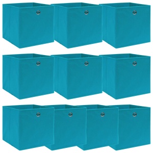Cutii depozitare, 10 buc., bleu, 32x32x32 cm, textil