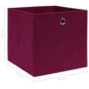 Cutii depozitare, 4 buc., roșu inchis, 32x32x32 cm, textil - Img 5