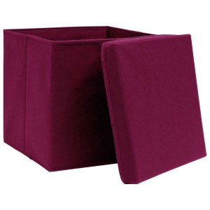 Cutii depozitare cu capac 10 buc. roșu inchis 32x32x32cm textil - Img 4