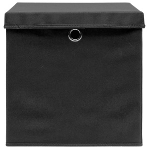 Cutii depozitare cu capace 10 buc. negru 32x32x32 cm textil - Img 4