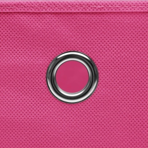 Cutii depozitare cu capace, 10 buc., roz, 32x32x32 cm, textil - Img 2