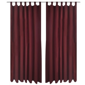 Draperie micro-satin cu bride 140 x 225 cm, bordo, 2 buc