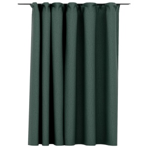 Draperie opacă, aspect de in, verde, 290 x 245 cm, cu cârlige - Img 2