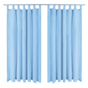 Draperii micro-satin cu bride, 2 buc, 140 x 225 cm, turcoaz