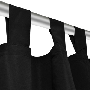 Draperii micro-satin cu bride, 2 buc, 140 x 245 cm, negru - Img 4