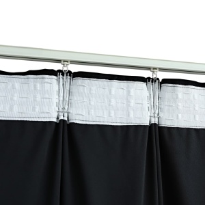 Draperii opace, 2 buc., negru, 140x225 cm, catifea, cu cârlige - Img 4