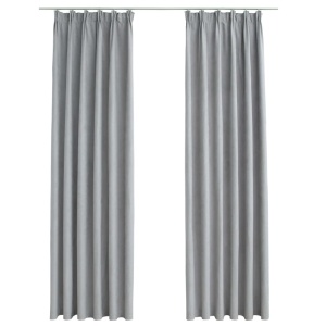 Draperii opace cu cârlige, 2 buc., gri, 140 x 175 cm - Img 2