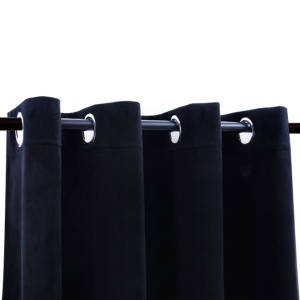 Draperii opace cu inele, 2 buc., negru, 140 x 245 cm, catifea - Img 3
