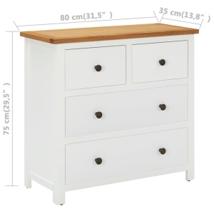 Dulap cu sertare, 80 x 35 x 75 cm, lemn masiv stejar - Img 9