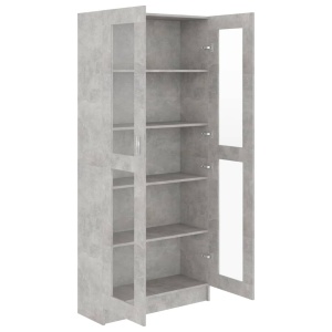 Dulap cu vitrină, gri beton, 82,5 x 30,5 x 185,5 cm, PAL - Img 8