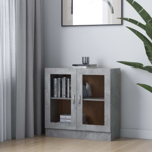 Dulap cu vitrină, gri beton, 82,5 x 30,5 x 80 cm, PAL