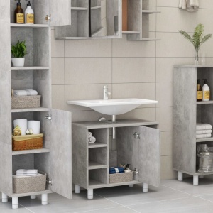 Dulap de baie, gri beton, 60 x 32 x 53,5 cm, PAL - Img 3