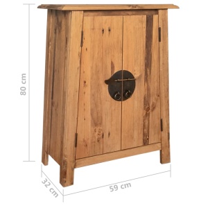 Dulap lateral baie, Lemn masiv de pin reciclat 59x32x80 cm - Img 10