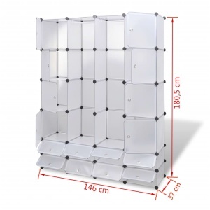 Dulap modular cu 18 compartimente alb 37 x 146 x 180,5 cm - Img 6