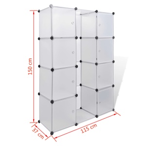 Dulap modular cu 9 compartimente, 37 x 115 x 150 cm, alb - Img 6
