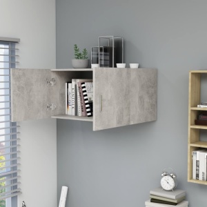 Dulap montat pe perete, gri beton, 80 x 39 x 40 cm, PAL - Img 3