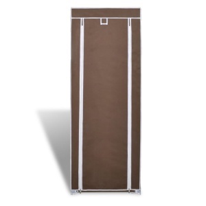 Dulap pantofi cu husă din material textil 57 x 29 x 162 cm, Maro - Img 2