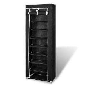 Dulap pantofi cu husă din material textil 57 x 29 x 162 cm, Negru