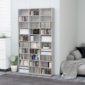 Dulap pentru CD-uri, gri beton, 102 x 23 x 177,5 cm, PAL