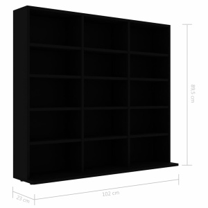 Dulap pentru CD-uri, negru, 102 x 23 x 89,5 cm, PAL - Img 5