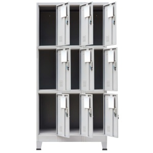 Dulap vestiar cu 9 compartimente, oțel, 90 x 45 x 180 cm, gri - Img 3
